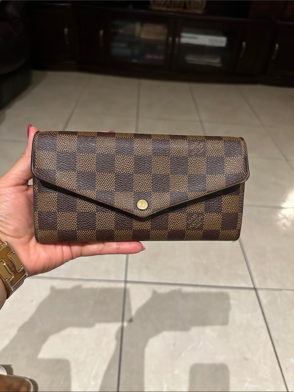 Louis Vuitton Brown Checkered Envelope Wallet